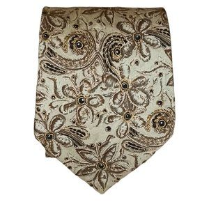 LANVIN PARIS Beige With Flower Print Silk Tie FRANCE 58"-3,8" Almost Never Worn